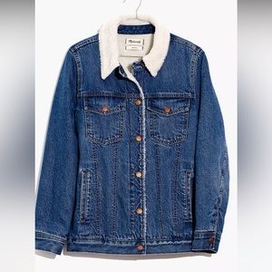 Madewell Oversized Jean Jacket in montrose wash, Sherpa Edition size XL
